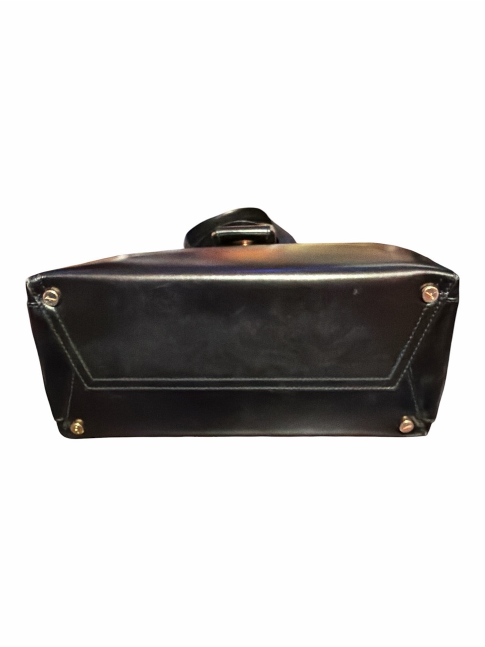 Vintage Salvatore Ferragamo Black Smooth Leather Top Handle Box Bag Tote - Picture 5 of 6